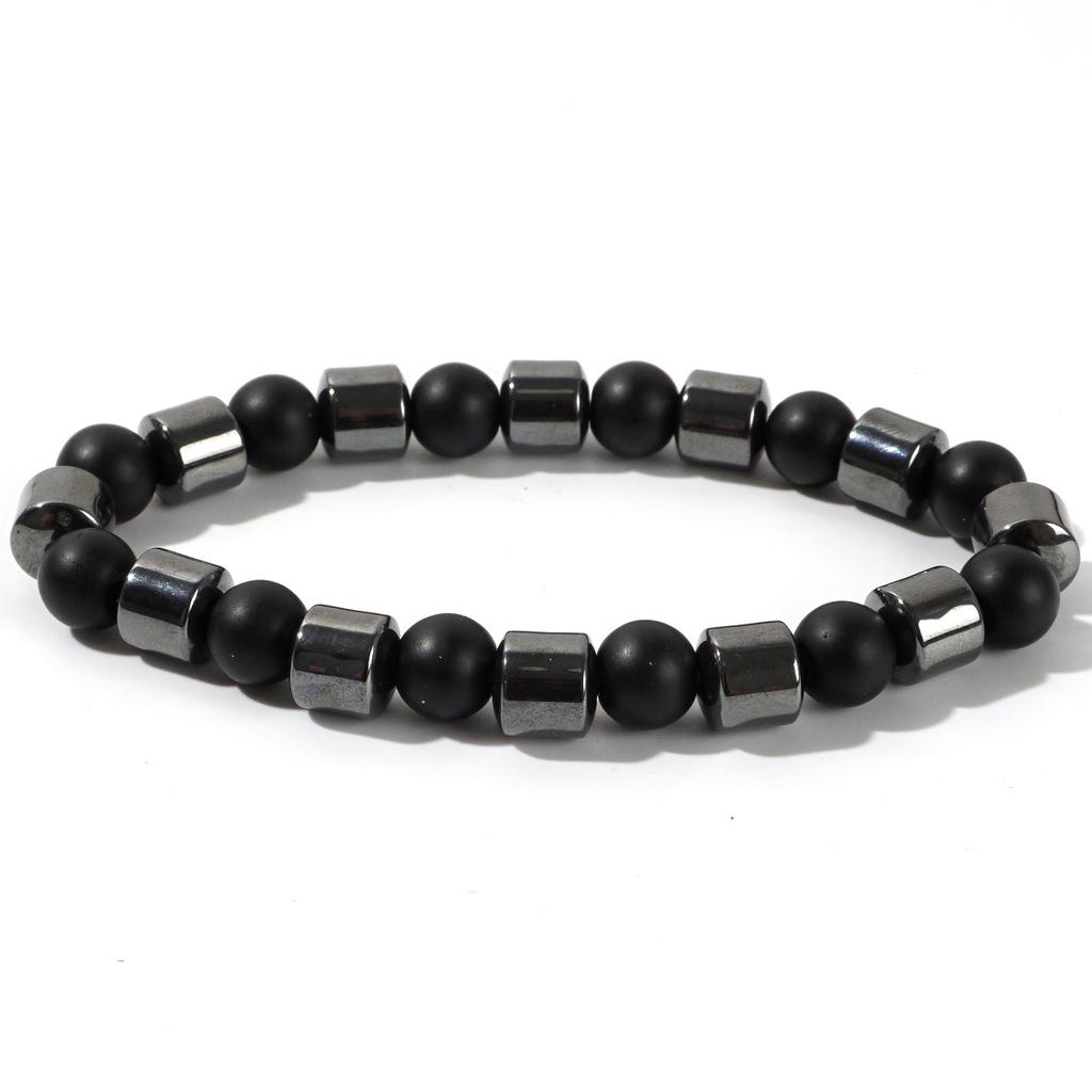 A Simple, Vintage-Style Magnetic Hematite Volcanic Stone Bracelet, Suitable For Both Men And Women.