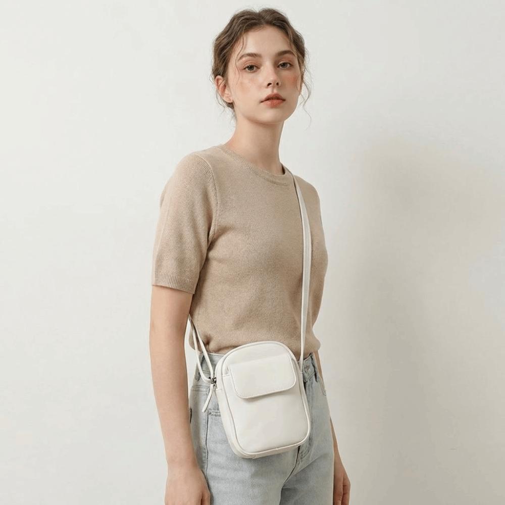 Simple Solid Color Women's Handbag Square High Quality Shoulder Bag Large Capacity Pu Leather Phone Purse School