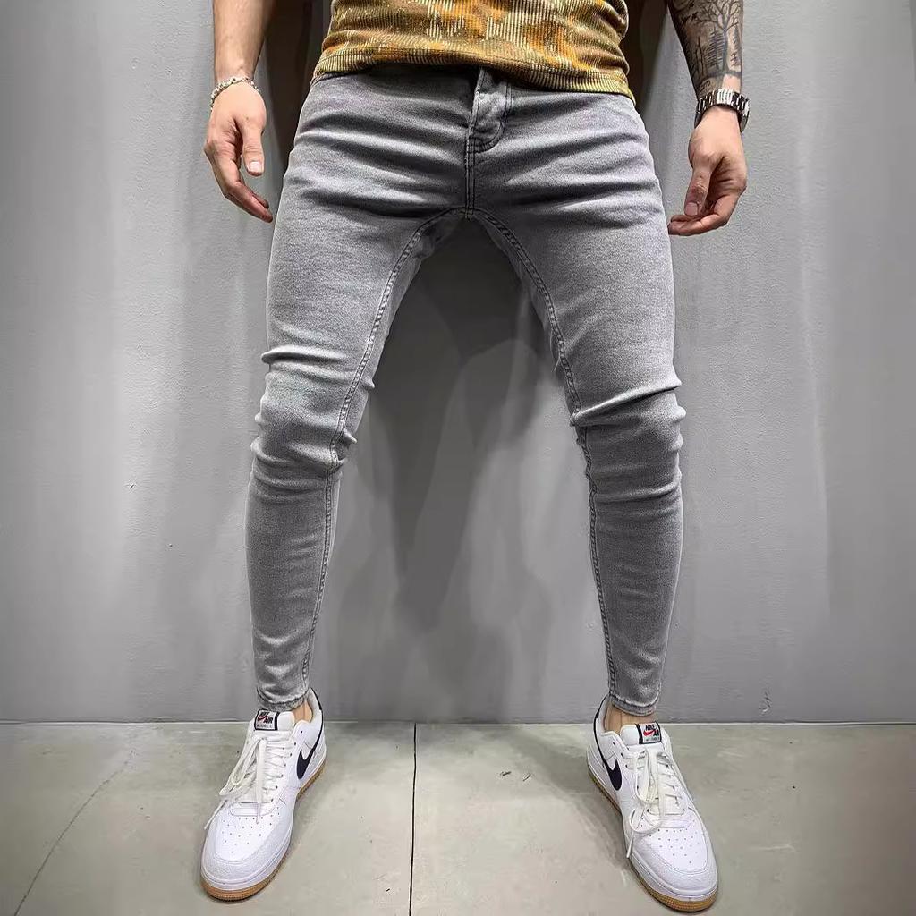 High Quality European And American Men'S Elastic Tight Fitting Small Leg Jeans