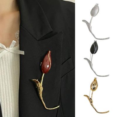 Tulip Flower Brooch Metal Alloy Brooch Versatile Jacket Dress Scarf Hat Handbag Pin Lightweight Elegant Accessories Gifts
