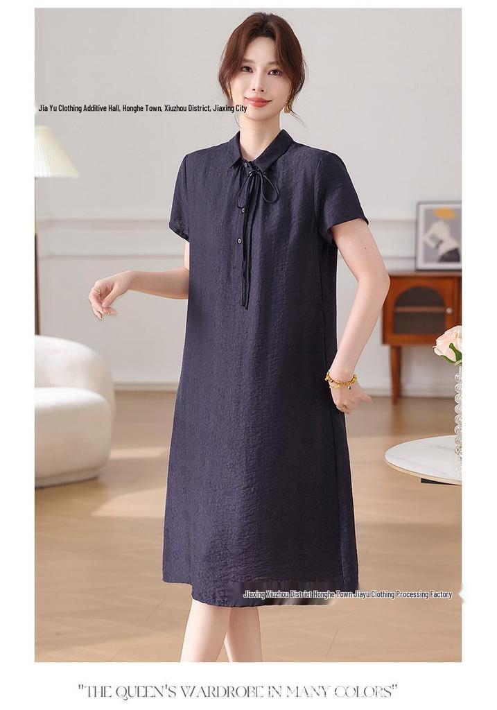 Elegant Summer Lapel Dress for Middle-Aged and Senior Women 2026