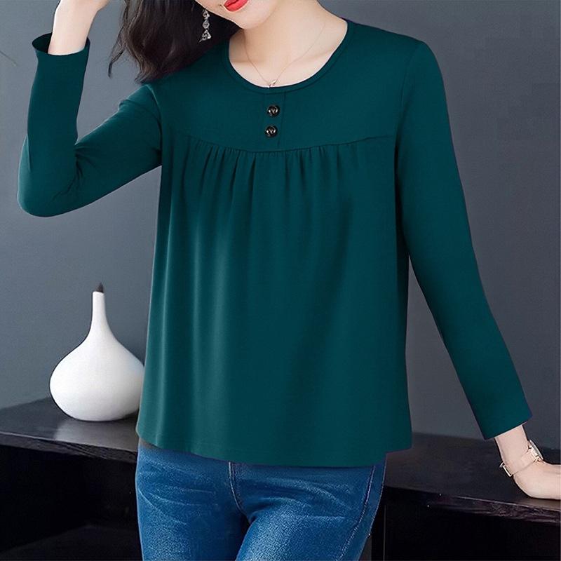 Plus Size Women S Long Sleeve T Shirt Round Neck Casual Top For Middle Aged Moms