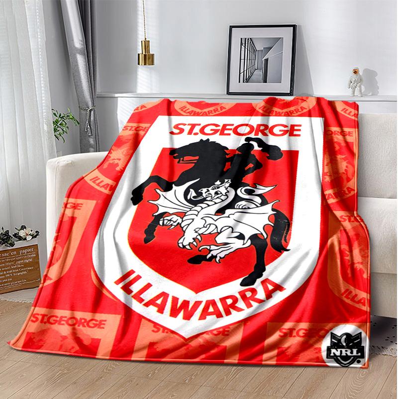 St George Illawarra Flannel Blanket Soft Warm All-Season Throw, Design for Camping, Car Travel, Hiking Sofa, Bed, Office Perfect Gift for Parties