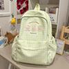 Schoolbag fog gray milk grid star embroidery backpack Japanese soft sister large capacity backpack junior high school girls fresh schoolbag