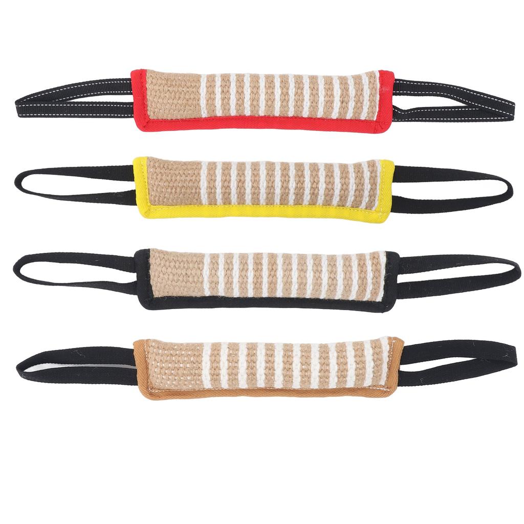 Dog Bite Pillow Tear Resistant Linen Interactive Puppy Training Tug Toy with Reflective Handle for M