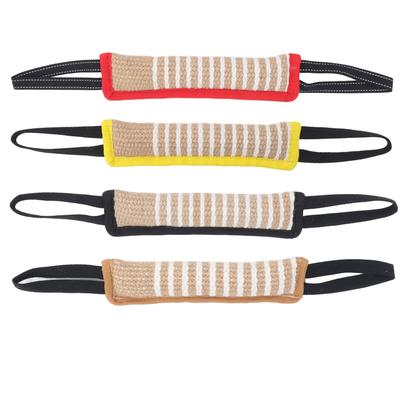 Dog Bite Pillow Tear Resistant Linen Interactive Puppy Training Tug Toy with Reflective Handle for M