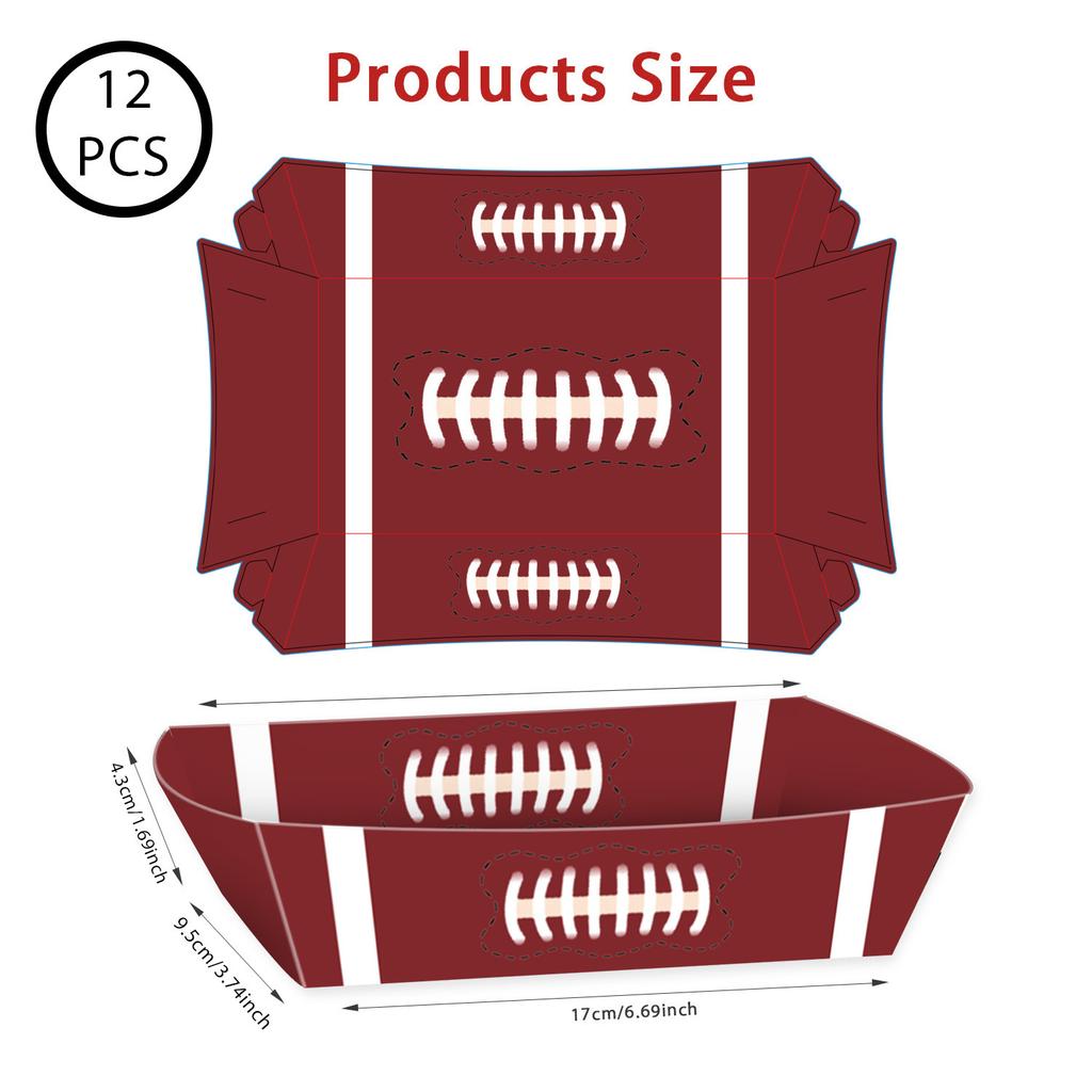 12-Piece Paper Party Trays - World Cup Football Boat Boxes, Fried Chicken & Burger Serving Trays, Disposable Food Containers, Game Day Party Supplies
