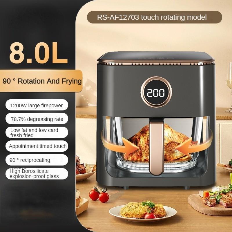 New High-capacity Intelligent Air Fryer Multifunctional Glass Visual Electric Fryer Household Oil-free Frying Machine