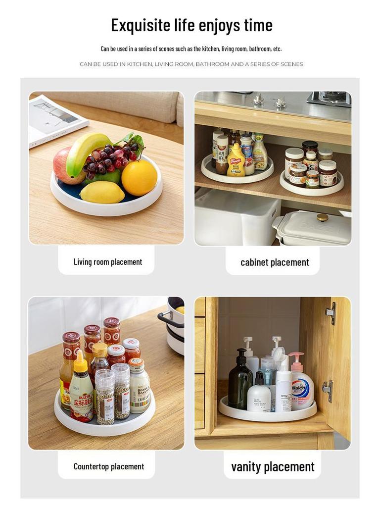 Rotating Spice Rack - Round Multi-use Kitchen Organizer for Condiments, Oil, Salt, Soy Sauce, and Vinegar