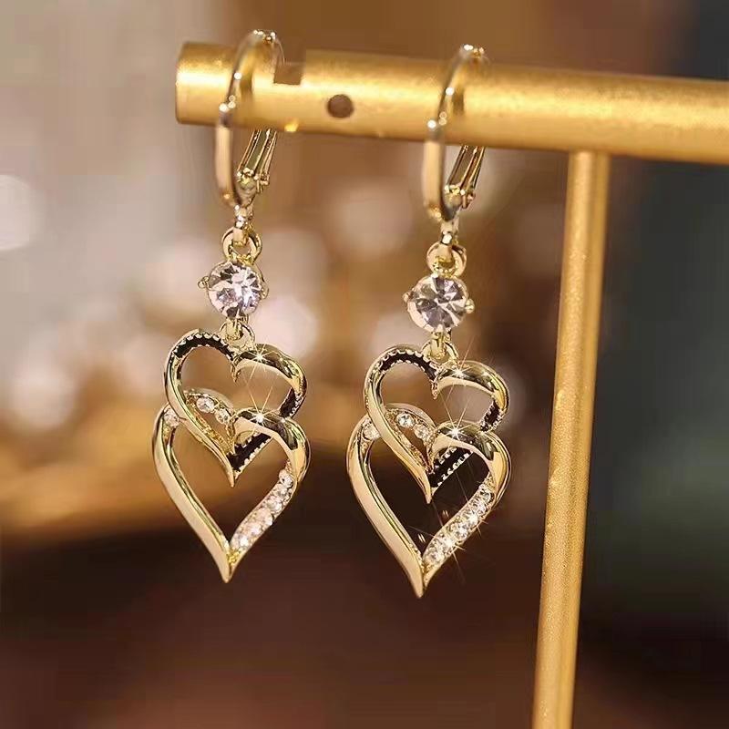 2PC Women's Fashion Irregular Peach Heart Earrings Jewelry Accessories Suitable for Date, Party, Festival Gifts