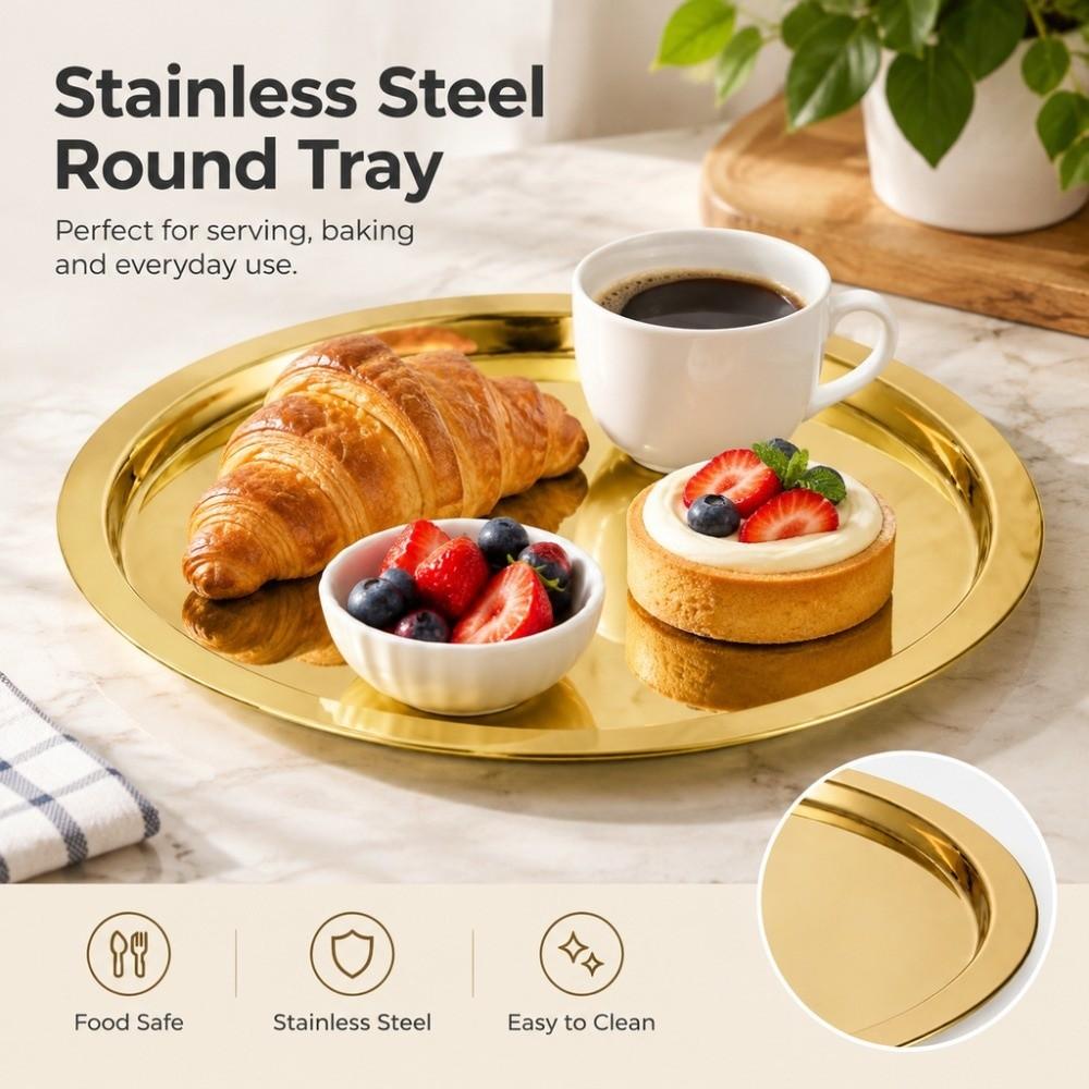 Stainless Steel Stainless Steel Dining Dish Thickened Breakfast Serving Tray BBQ