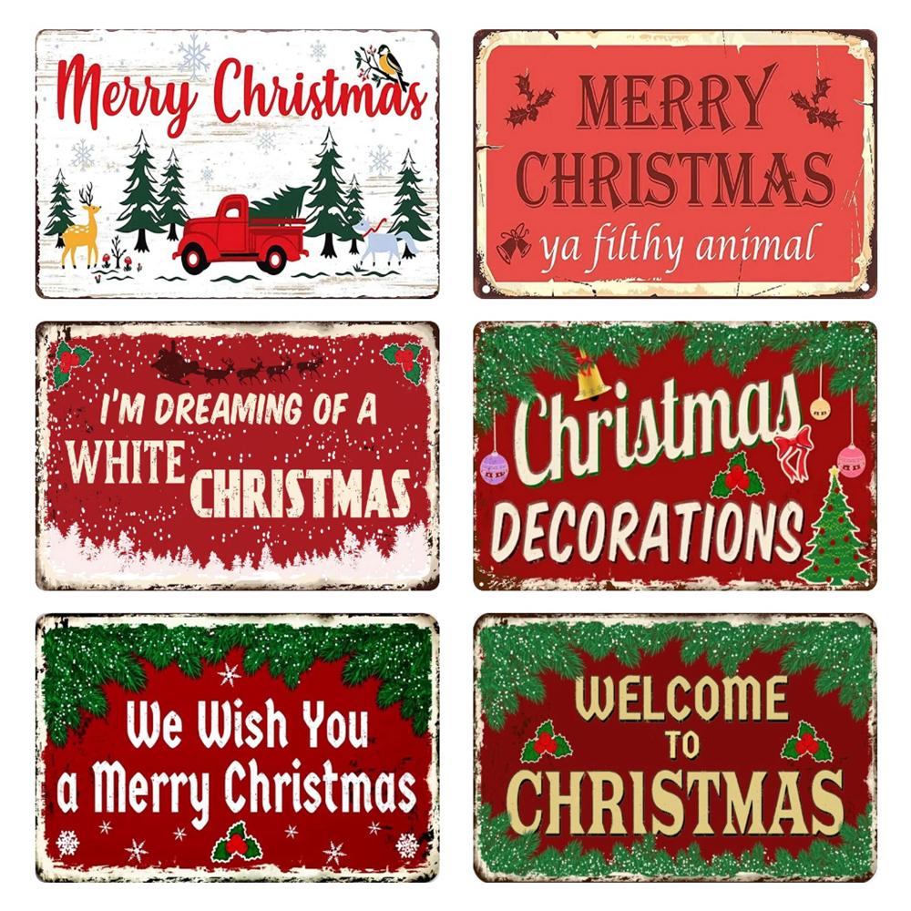 Retro Merry Christmas Metal Wall Decor, Vintage Christmas Bakery Metal Sign, for Gift  Bar Club Cafe, Room Decoration, WY299