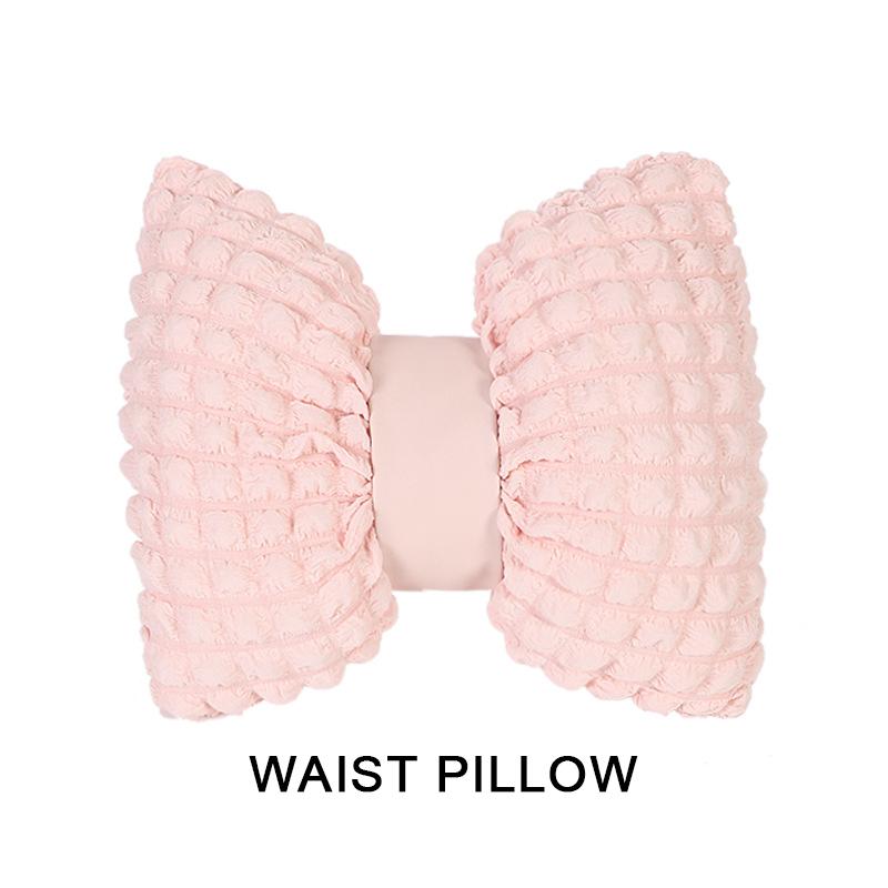 Car Interior Decoration Pillow Soft Pink Car Neck Pillow Headrest Lumbar Support Cartoon Bowknot Waist Pillow Comfort