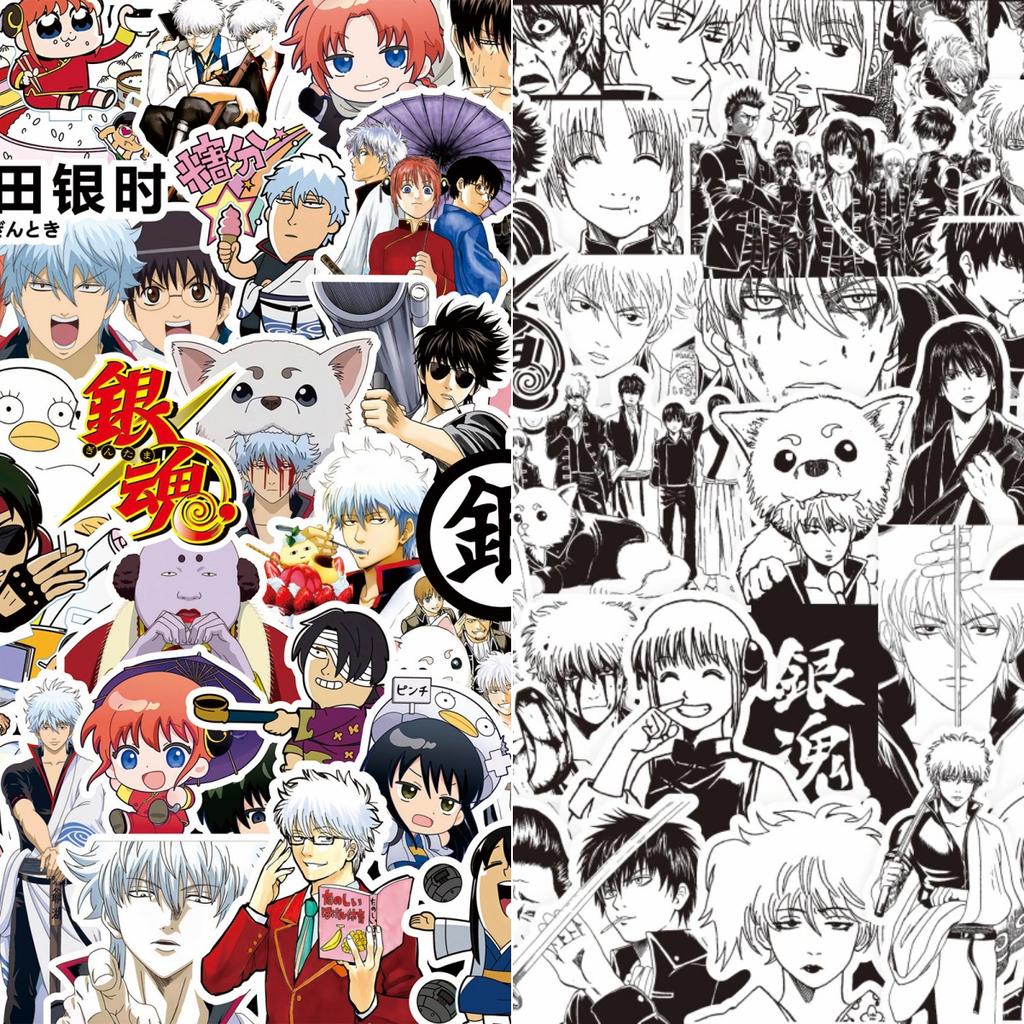 80/160PCS Anime Gintama Cool Stickers Sakata Gintoki Sticker Car Laptop Hijikata Toushirou Cartoon Graffiti Decals Kids Toy Gift