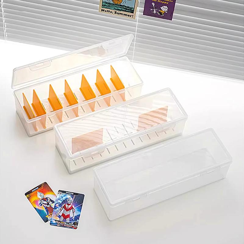 Clear Plastic Compartmentalized Organizer Box Holds 550+ Game Cards Storage Box Portable With Adjustable Divider For Cards