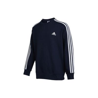 Sweatshirt mit Rundhalsausschnitt und Streifen und Logostickerei, langärmelig, für Herren, Marineblau, IC9318