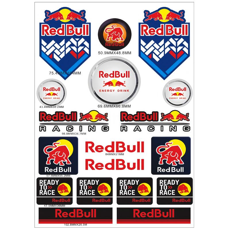 Motorcycle Stickers, Red Bull Events Sponsored Stickers, Plastic Helmet, Car Body, Homemade Decorative Waterproof Sunscreen Stickers Tank