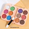 Asha Ruya Shimmering 12-Color Eyeshadow Palette - Student Stage Makeup, Pearlescent Glitter, Blue/Green/Purple.