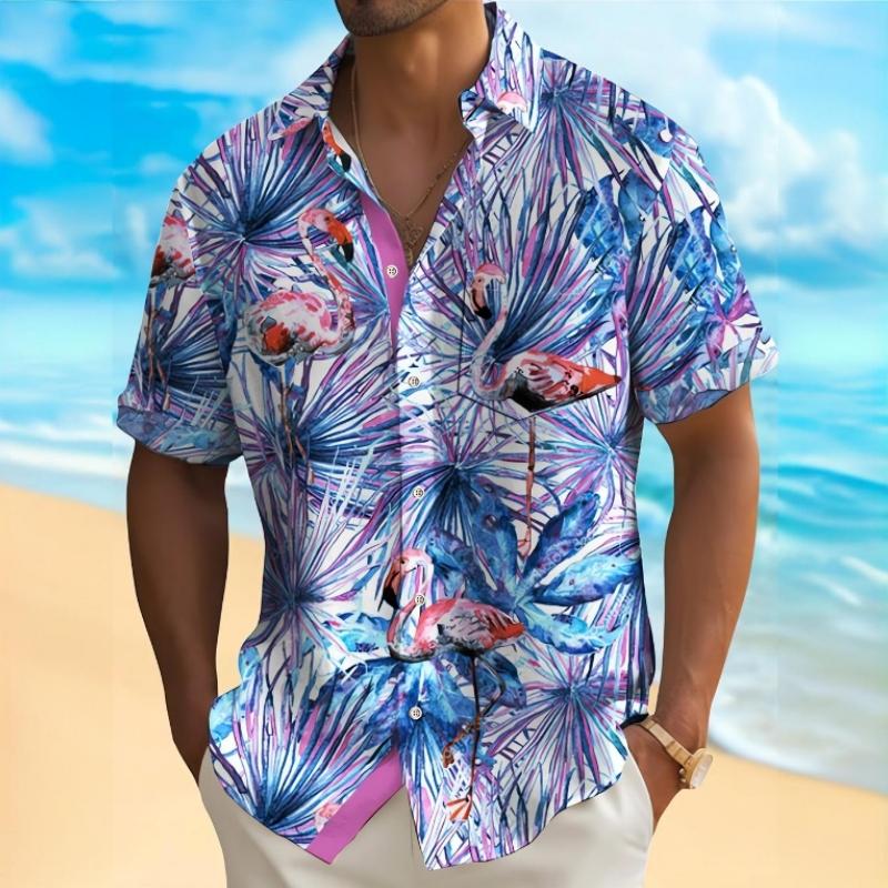 3d Beach Flower Print Hawaiian Shirts 2024 Men's Shirt Summer Daily Casual Short Sleeve For Men Loose Oversized Clothing