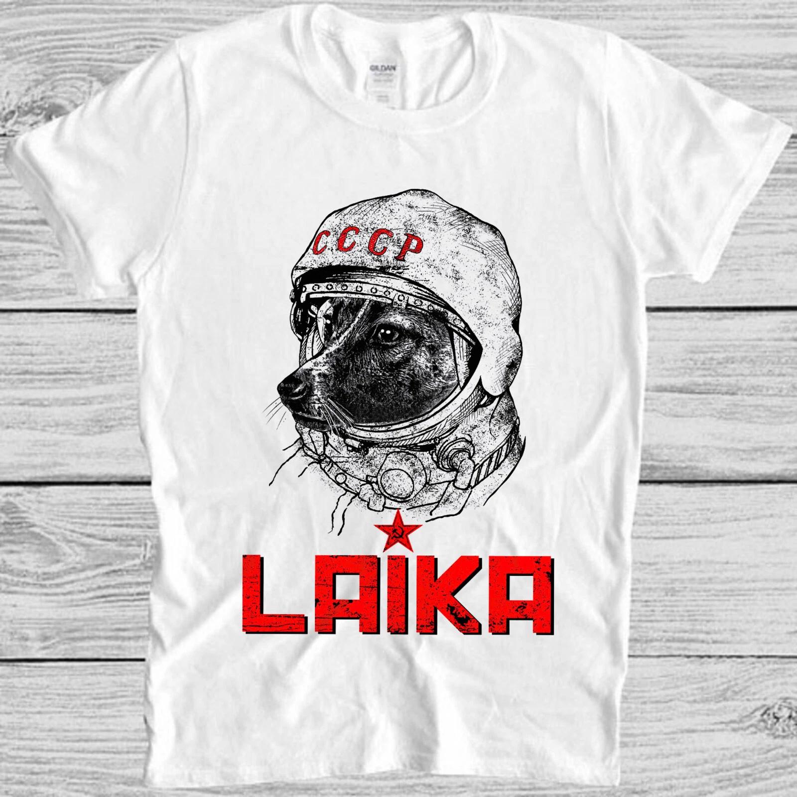 Laika Astronaut Dog Russia Drawing Art Funny Cult Meme Gift Tee T Shirt M1074 XS