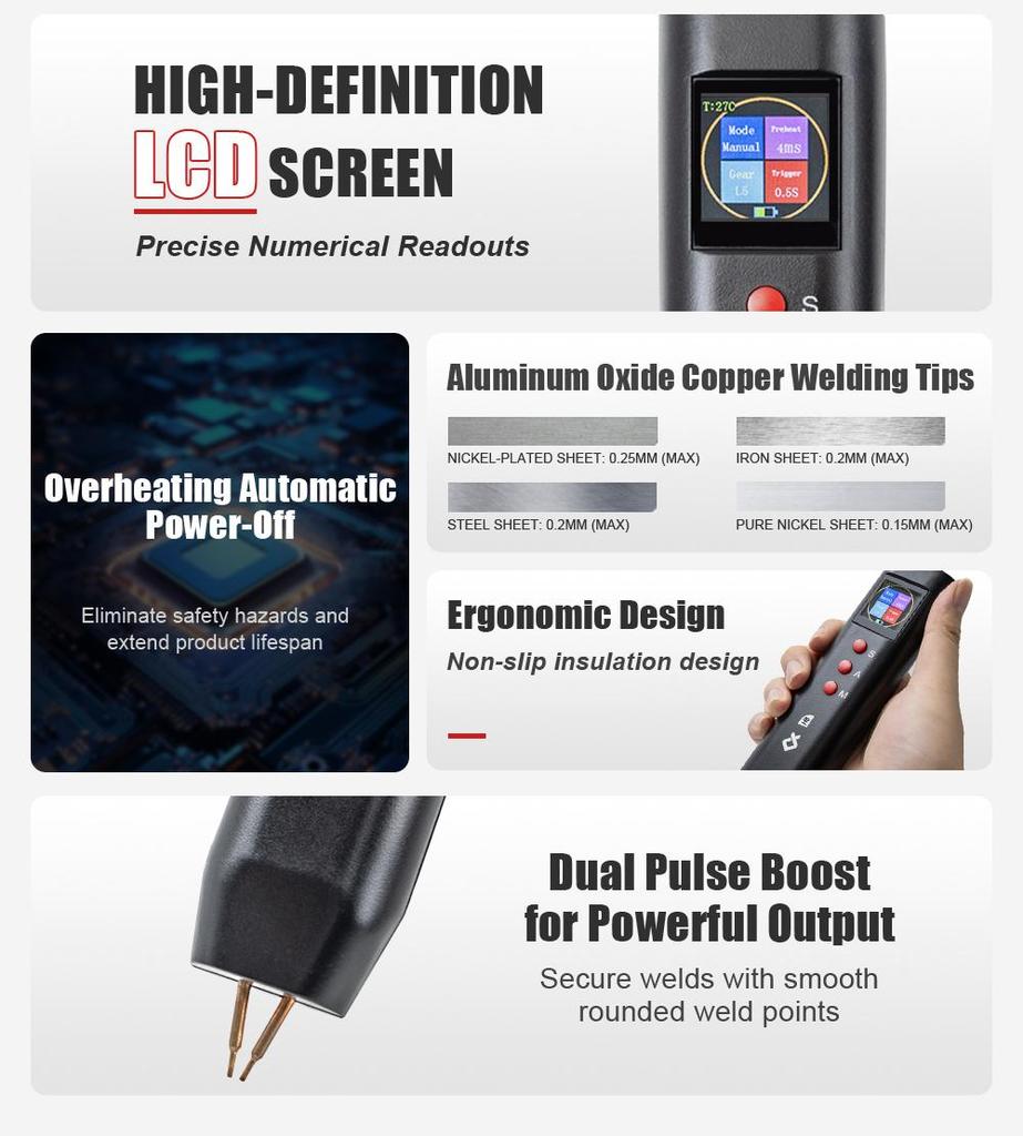 Handheld Spot Welder DIY Color Screen Manual/Automatic Dual-mode Spot Welding Machine For 18650 Battery Nickel Strip Welding