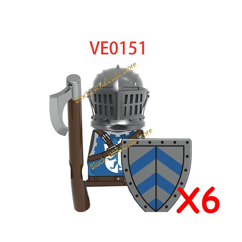 Medieval Castle Soldier Action Figures Building Block Empire Templars Lancer Warrior Militia Helmet Shield Sword Bow Toy Gifts