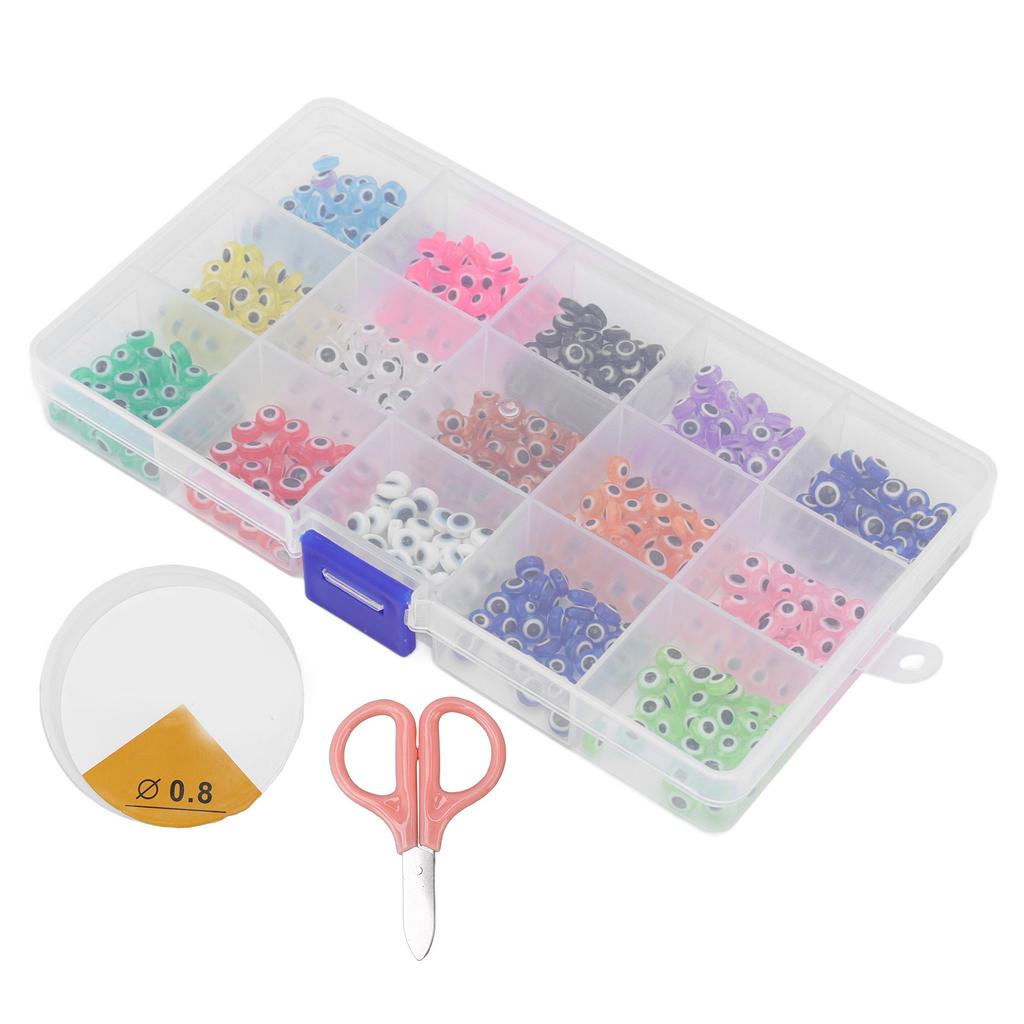 Evil Eye Beads 15 Grids Boxed Resin Material DIY Making Different Colors Beads Craft Accessories for Bracelets