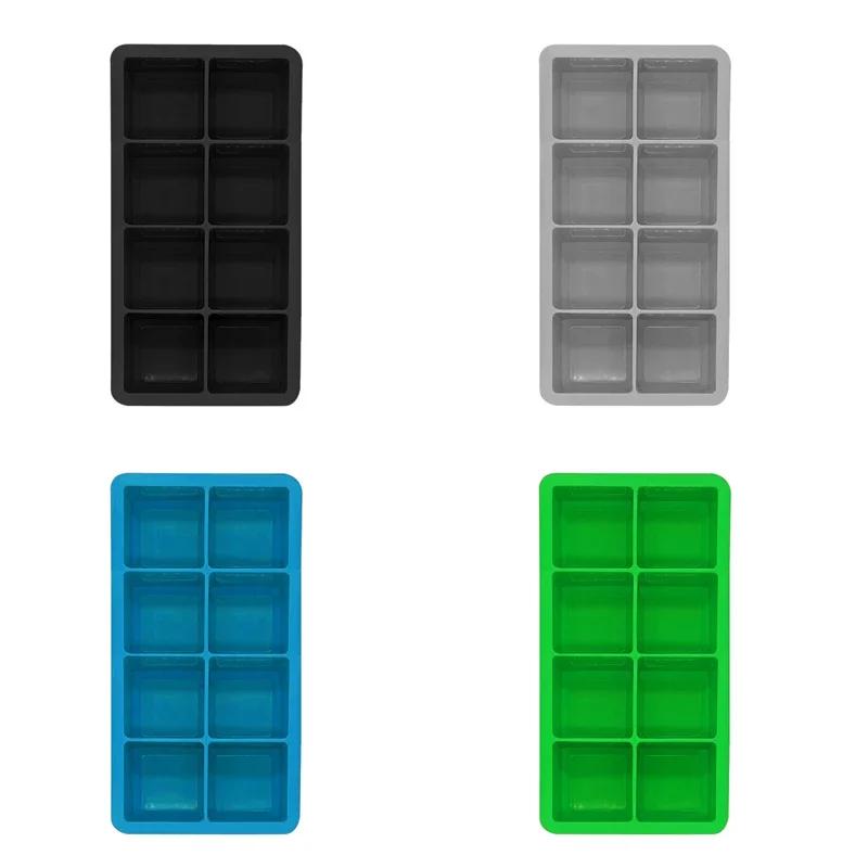 4PCS/Set Silicone Ice Cube Mold Big Square Ice Cube Tray Ice Cube Maker Non-toxic Reusable Bar Pub Wine Ice Blocks Maker