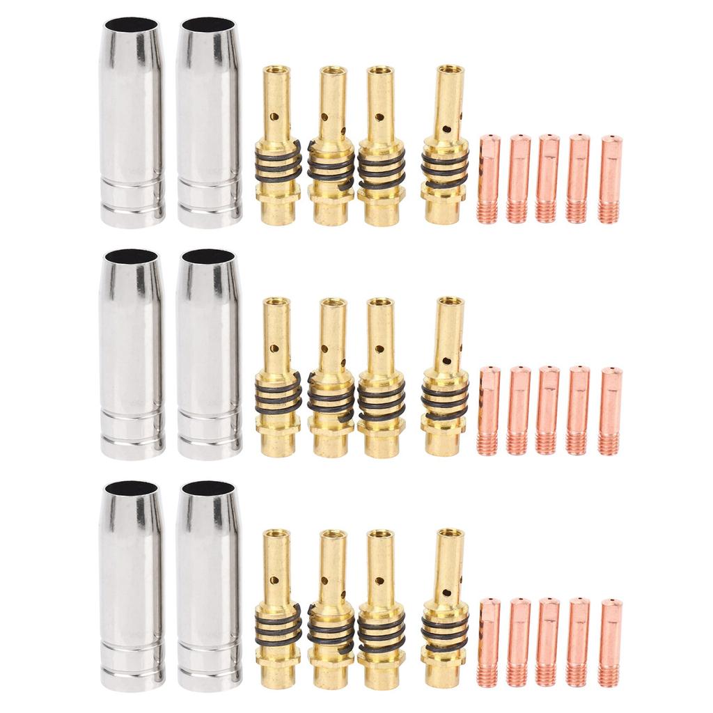 A84X-33Pcs/Set Mig Welding Nozzle Welder Torch Nozzles Gold Tip Holder Contact Tips 0.040 Inch Gas Diffuser Set For Torches