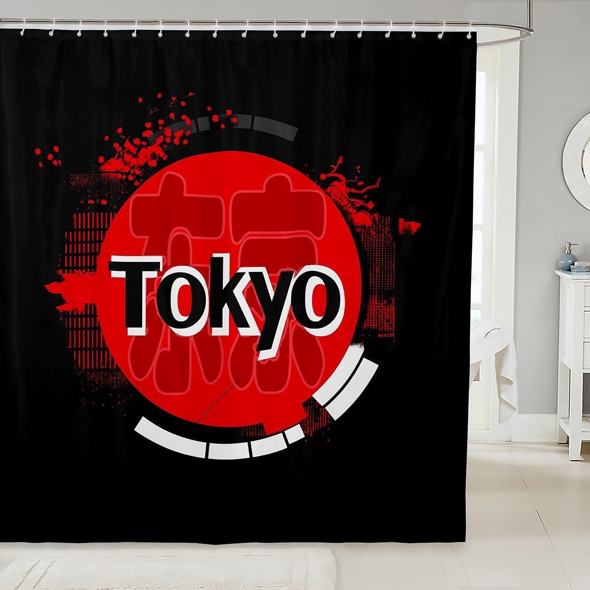 

Kids Japanese White Crane Shower Curtain Boys Girls Exotic Style Ukiyoe Bath Curtain Japanese Style Bathroom Accessories W60H190(CM)-1 Pcs