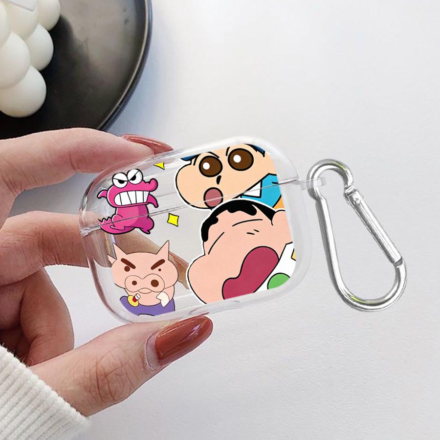 Case For Airpods 1 4 2 Pro2 3 Pro3 Pro Clear Earphone Cases Cover Cartoon Crayons Shinchan