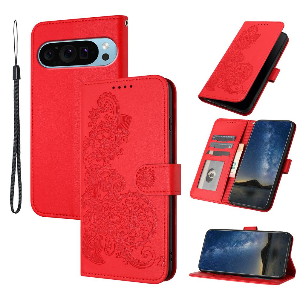 For Google Pixel 9/Pixel 9 Pro Phone Cases Mandala Flower Leather Wallet Mobile Cover with Strap