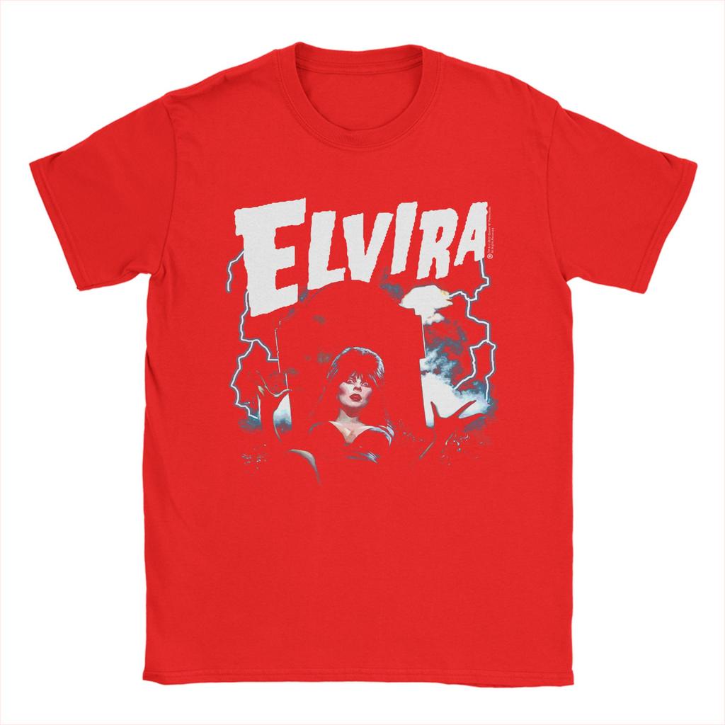 Elvira Herrin der Dunkelheit Grab und Blitz Unisex T-Shirt Vintage Tees Kurzarm Rundhals T-Shirts Baumwolle Große Größen Kleidung