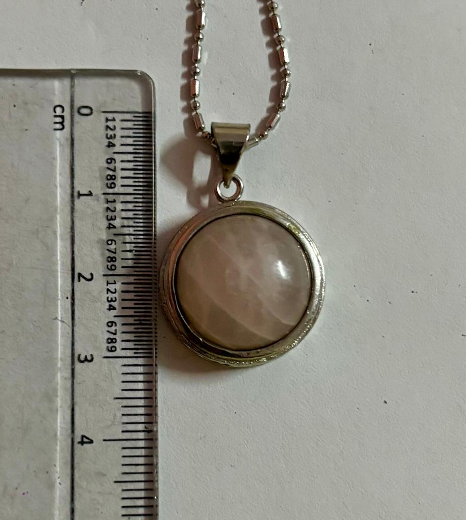 White Gold Filled Light Pink Rose Quartz Fashion Pendant, Locket, Natural Gemstone, with FREE ASSORTED CHAIN #5