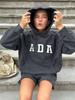 IN BLUE: England Trip Blogger Style Korean Cotton Loose Fit Lettered Pullover Hoodie Pair
