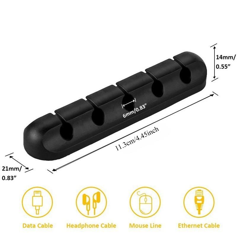 2pcs Heavy-Duty Cable Organizer Clips with Multiple Slots - Desk Cable Management System, Non-Slip Base, for Office, Home