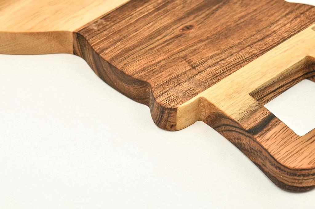 Økologisk akasietre skjærende slakterblokkbrett for kjøkken, ost, kjøtt, grønnsaker, frukt og salat (Nissebrett 14"L x 12"B)