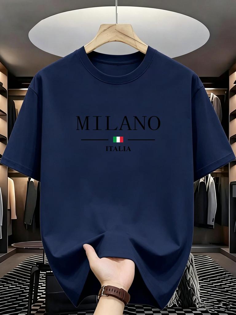 Milan Italian Print Unisexs Breathable Polyester Crew Neck Tshirts Lightweight Short Sleeve Tops For Casual Outdoor