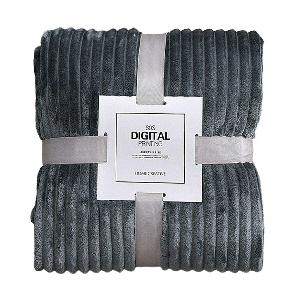 Skin-Friendly Warm Blanket Warm Conditioning Quilt New Plush Striped Blankets  Home Office