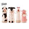 Artistic Resin Table Decoration Cute Animal Vase, Farmhouse Decorative Flower Holder for Home Hand Carved Ornaments Office Decor Pig/Cow/Sheep/Chicken