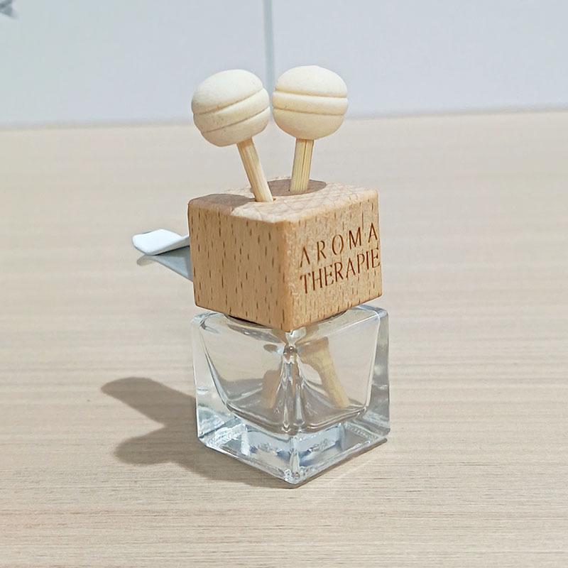 Clear Square Cap Car Perfume Bottle - Glass Pendant