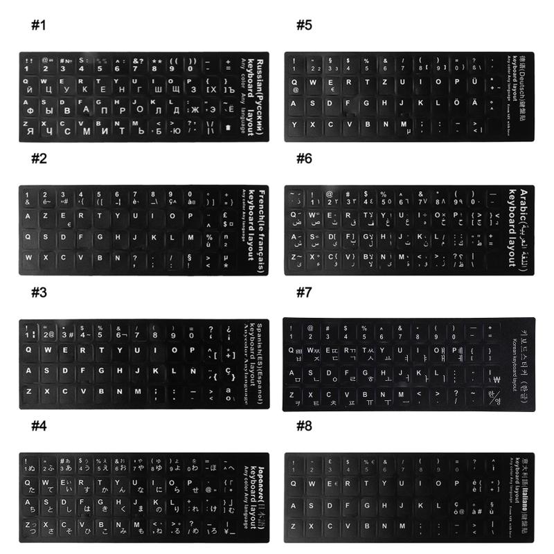 Keyboard Letters Sticker Russian/French/Spanish/Japanese/German/Arabic/Korean/Italian Alphabet Stickers for Laptop PC