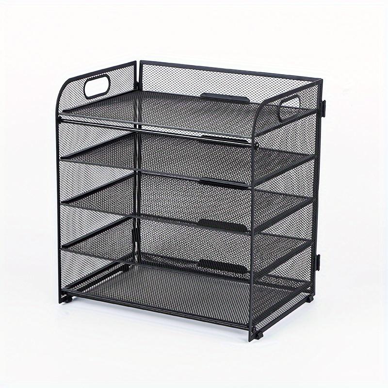 

Stainless Steel Desk Organizer with 7 Mesh Letter Trays - Vertical File Organizer with Handle - Office Document Sorter