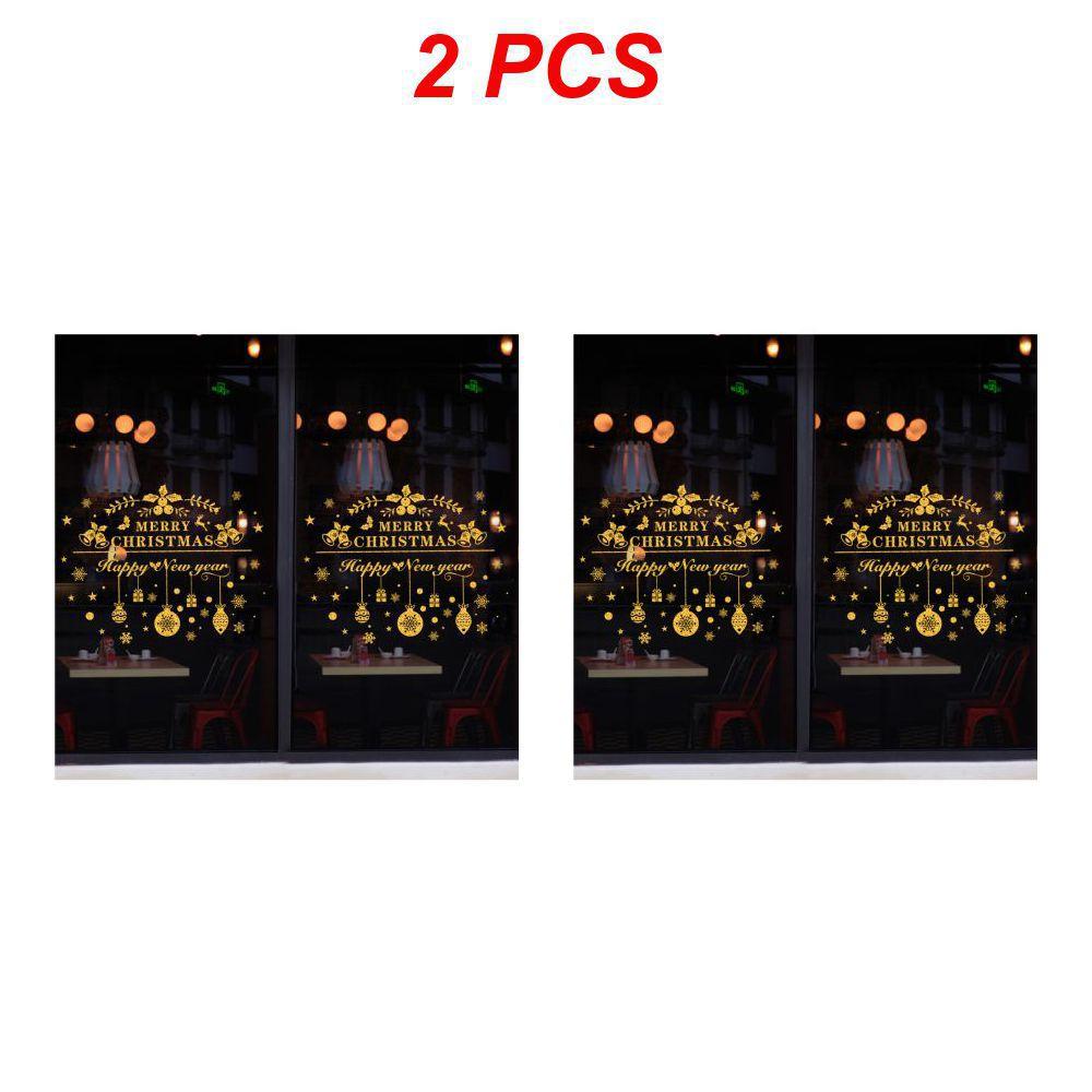 1/2/4PCS New Year Wallpaper Christmas Glitter Snowflake Window Sticker Electrostatic Wall Stickers Snowflake Door Glass Decor