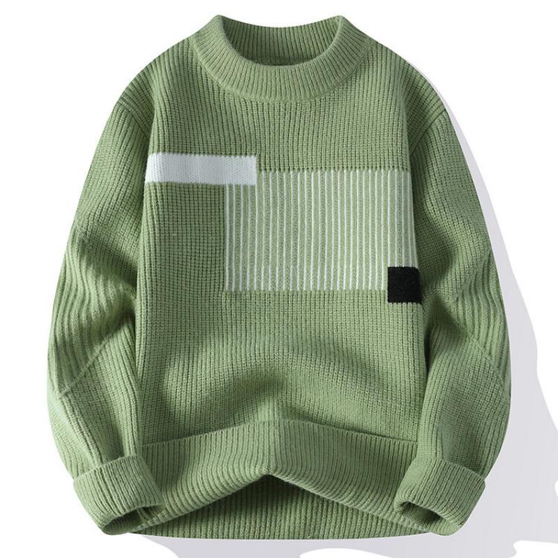 

Мужской трикотажный свитер свободного кроя с воротником-стойкой XXXXL зелёный