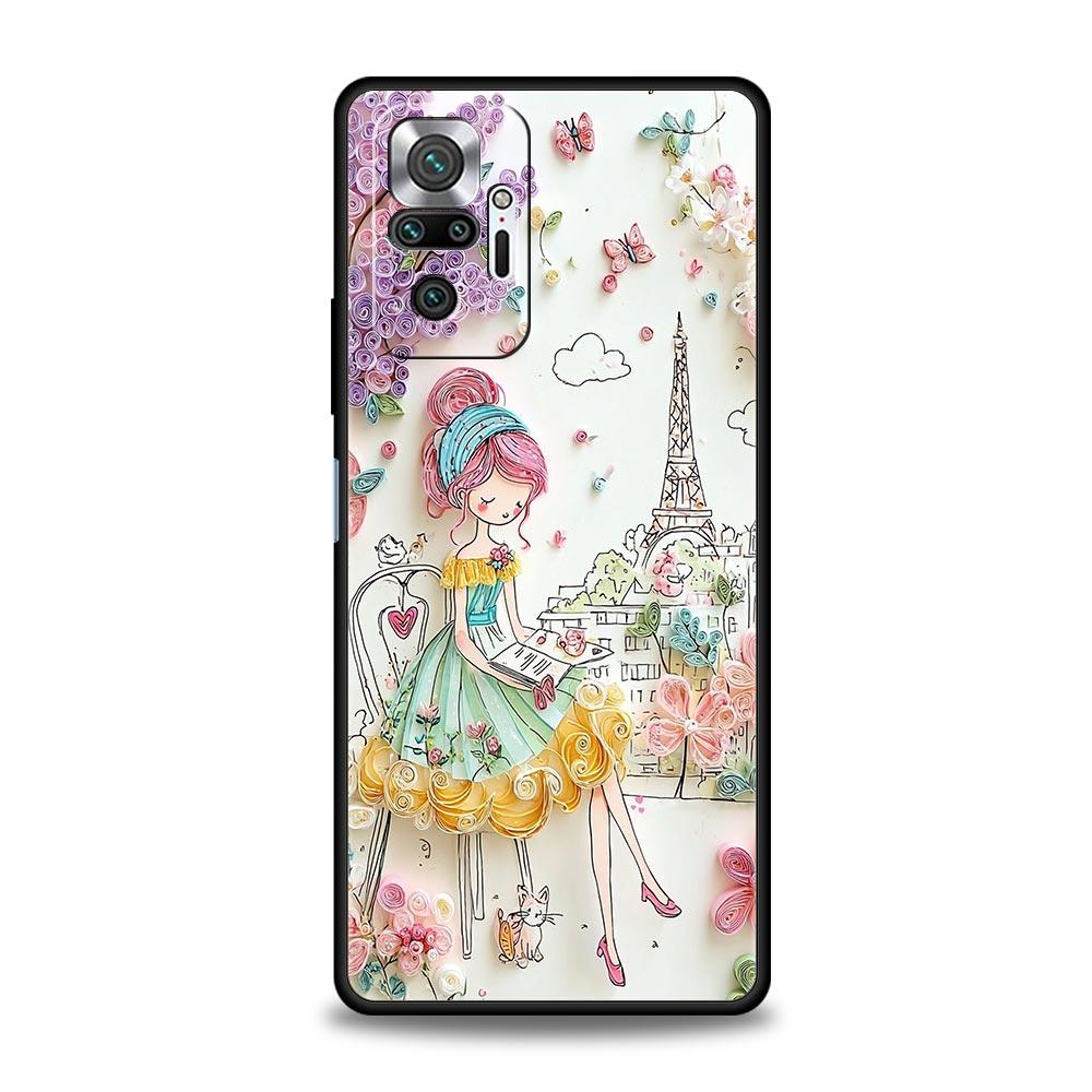 Cartoon Girl Phone Case Cover for Redmi 14C 10C Note 15 14 13 12 10 11 K40 Pro Plus 5G Soft TPU Shockproof Shell Funda Capas Bag