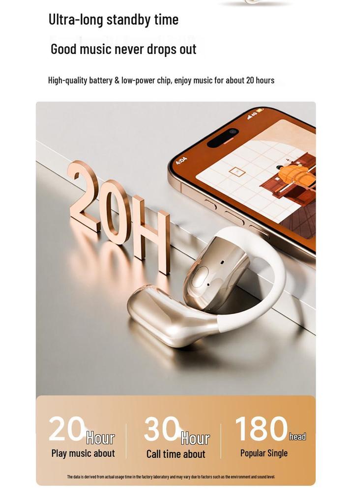 T30 Wireless Bluetooth Sport Ear Hook with Noise Canceling, Long Battery Life, Single Ear Design