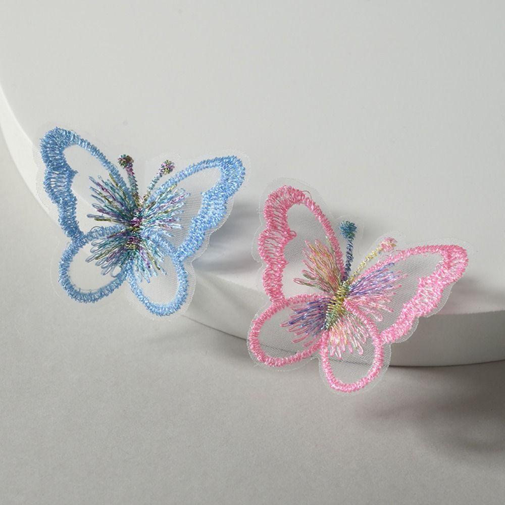 20Pcs Single layer Golden Thread Butterfly Appliques  Bridal Hair Accessories
