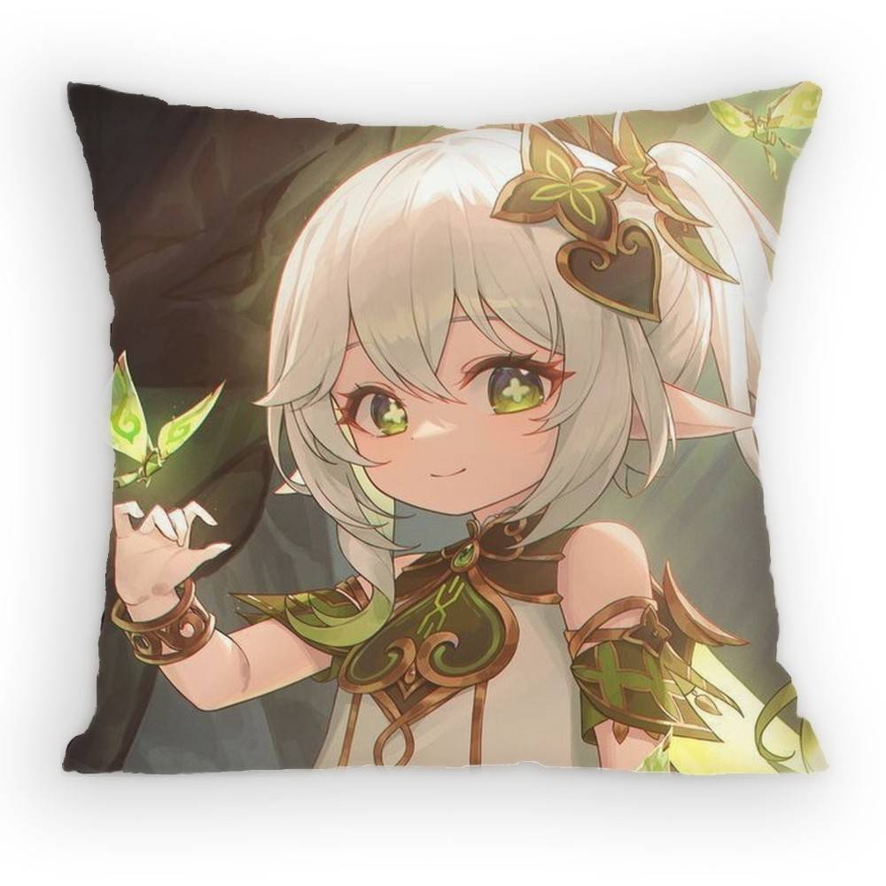 Lesser Lord Kusanali Nahida Pillow Case Antidustmite Pillowcase Invisible zipper silky short plush Sofa cushion cover
