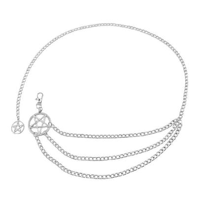 Stabile Legierung Hüftkette Mit Retro-Stern-Anhänger Verstellbarer Körperschmuck Für Frauen Freizeitkleidung Und Besondere Anlässe